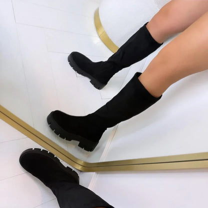 Mila Chunky Knee-High Stretch Boots