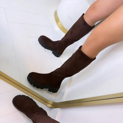 Mila Chunky Knee-High Stretch Boots
