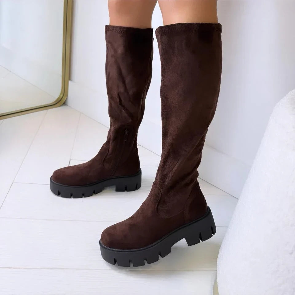 Mila Chunky Knee-High Stretch Boots