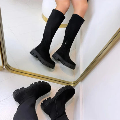 Mila Chunky Knee-High Stretch Boots