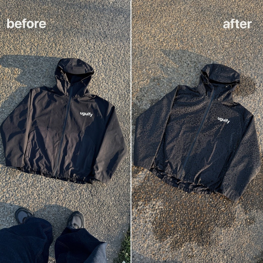 Lexi Cheetah Water-Reactive Rain Jacket – Black