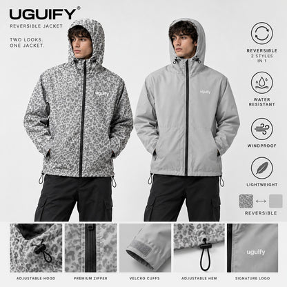 Lexi Cheetah Water-Reactive Rain Jacket – Grey