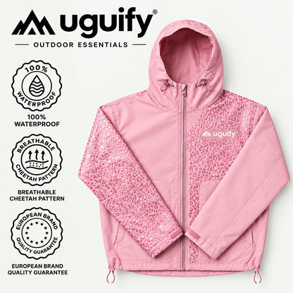 Lexi Cheetah Water-Reactive Rain Jacket – Pink
