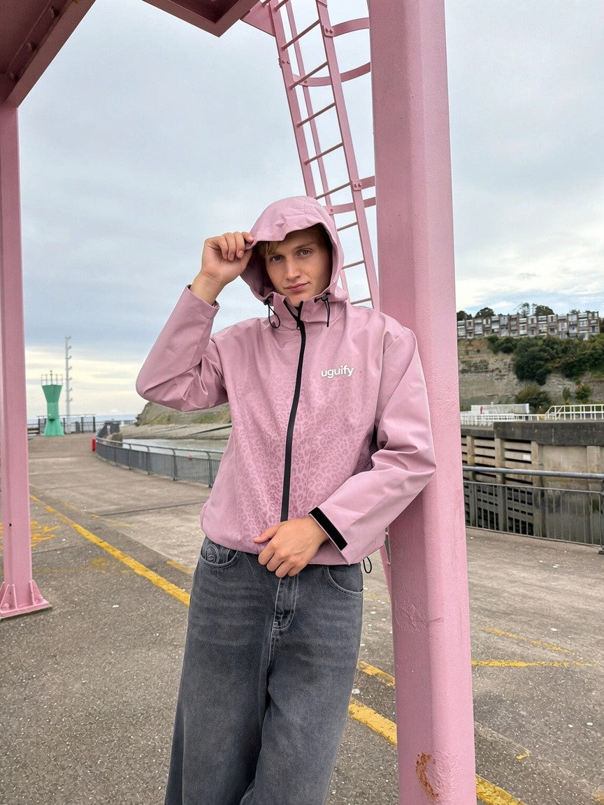 Lexi Cheetah Water-Reactive Rain Jacket – Pink