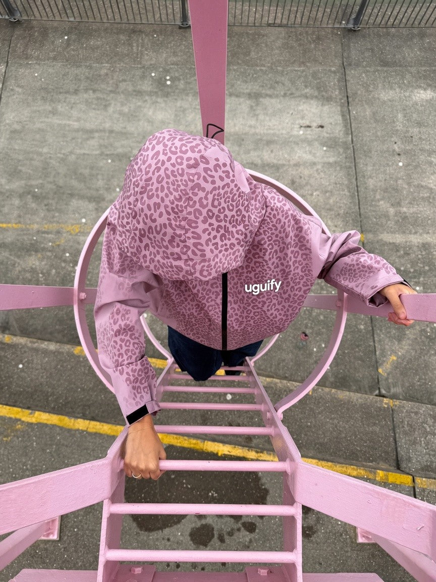Lexi Cheetah Water-Reactive Rain Jacket – Pink