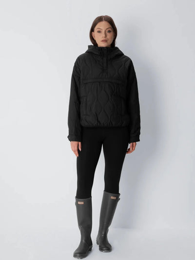 Cleo Packable Quilted Puffer Hoodie – Black