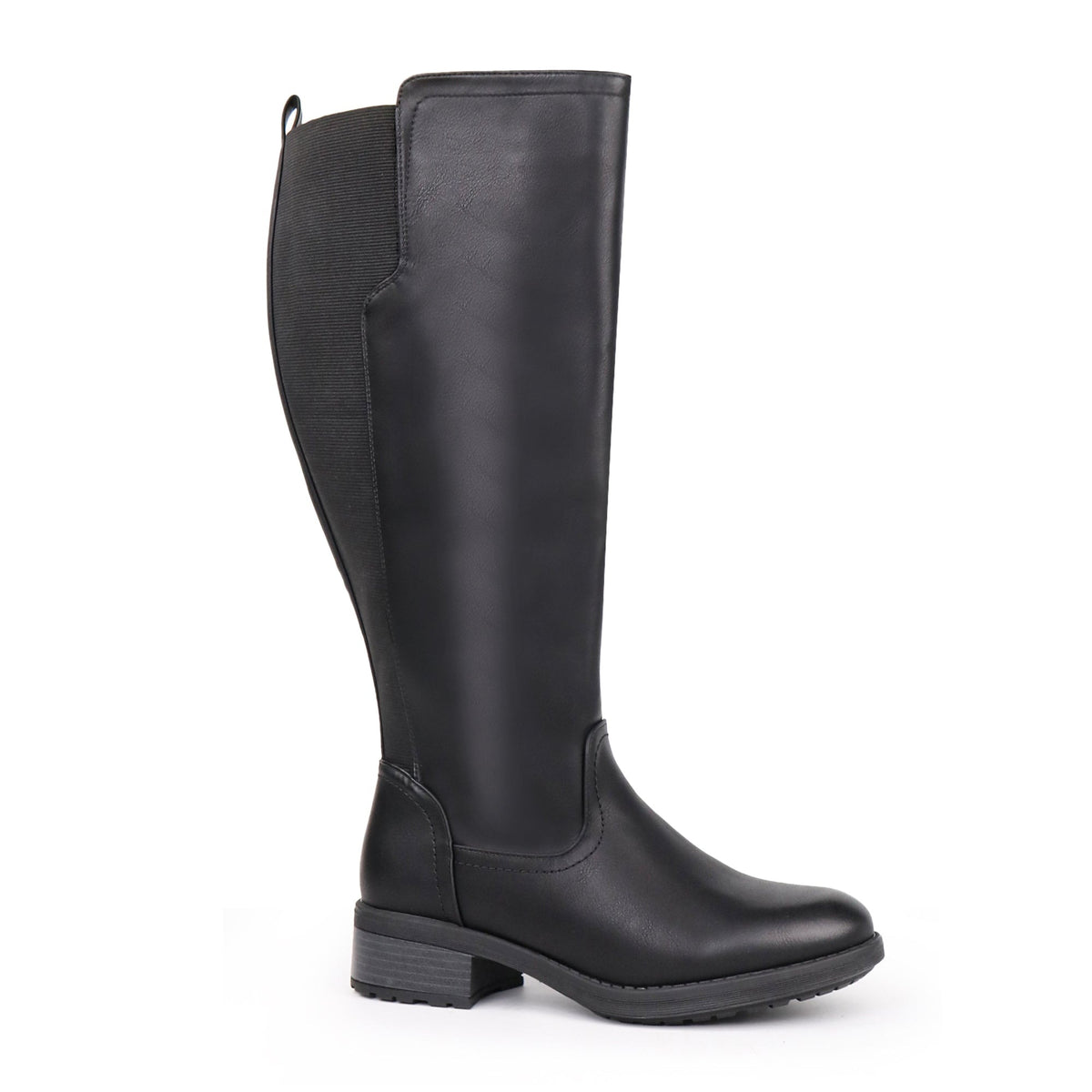 Women's Extra Wide Calf Riding Boots in black – front view