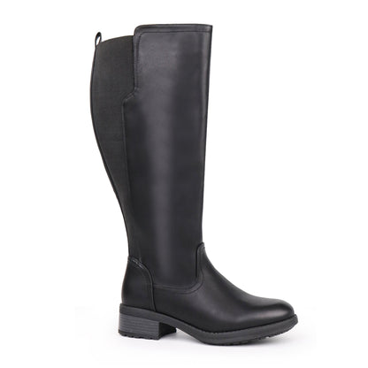 Women's Extra Wide Calf Riding Boots in black – front view