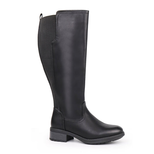 Women's Extra Wide Calf Riding Boots in black – front view