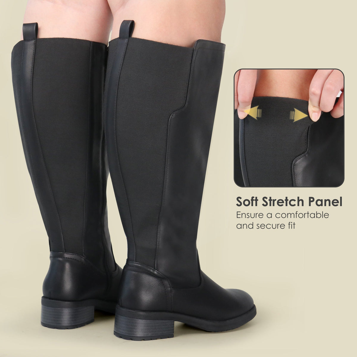 Women's Extra Wide Calf Riding Boots in black – view 5