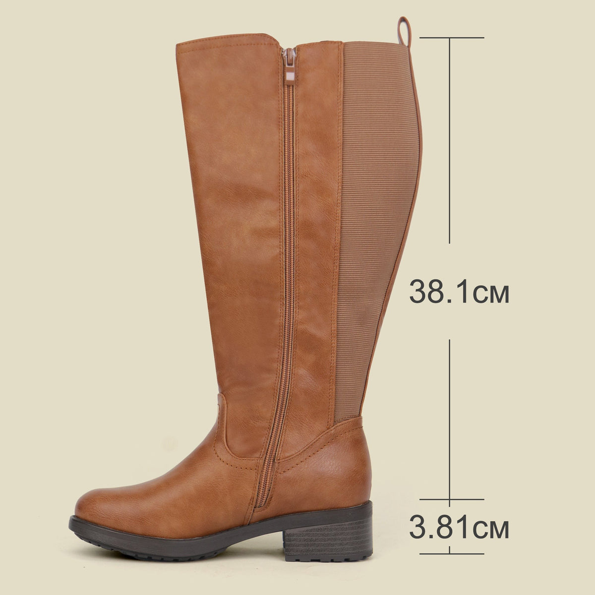Women's Extra Wide Calf Riding Boots in cognac tan – view 4