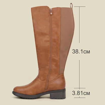 Women's Extra Wide Calf Riding Boots in cognac tan – view 4