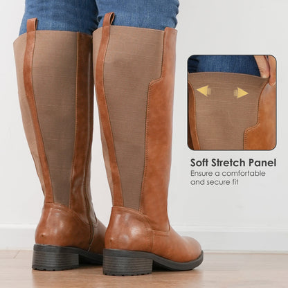 Women's Extra Wide Calf Riding Boots in cognac tan – view 5