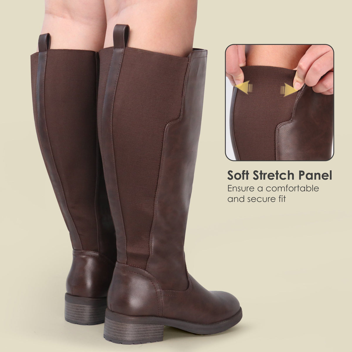 Women's Extra Wide Calf Riding Boots in dark brown – view 5