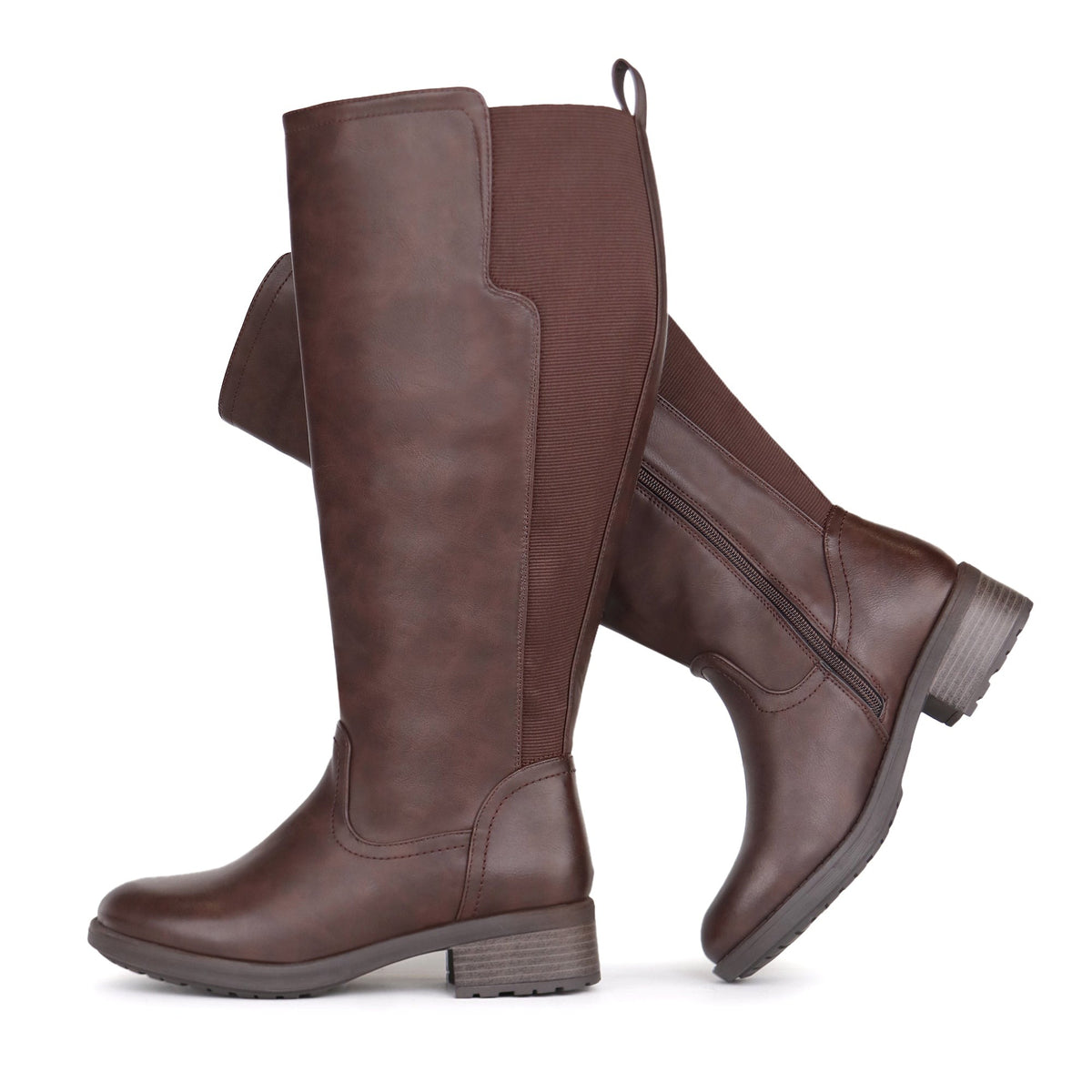 Women's Extra Wide Calf Riding Boots in dark brown – view 6