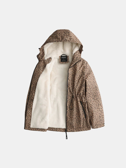 Women's Faux Fur Lined Waterproof Rain Jacket in mocha brown – view 10