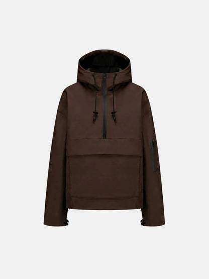 Women's Fleece Lined Waterproof Hooded Jacket in mocha brown – front view