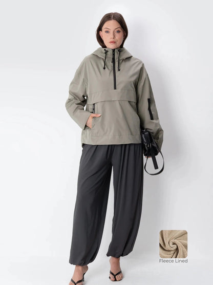 Women's Fleece Lined Waterproof Hooded Jacket in mocha brown – view 12
