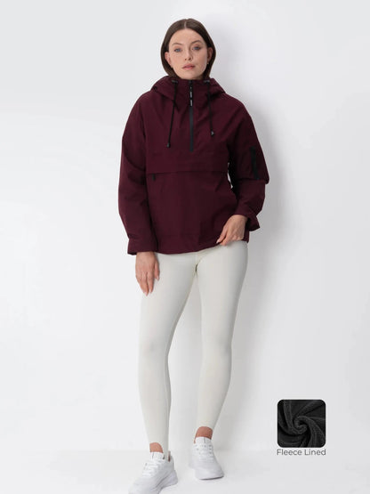 Women's Fleece Lined Waterproof Hooded Jacket in mocha brown – view 17
