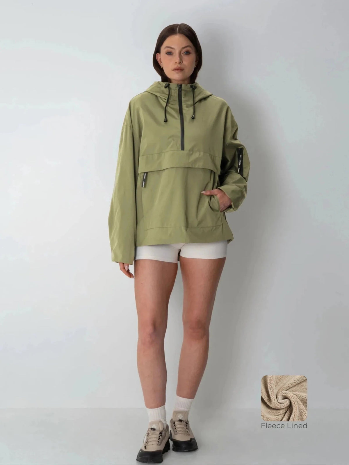Women's Fleece Lined Waterproof Hooded Jacket in mocha brown – view 18