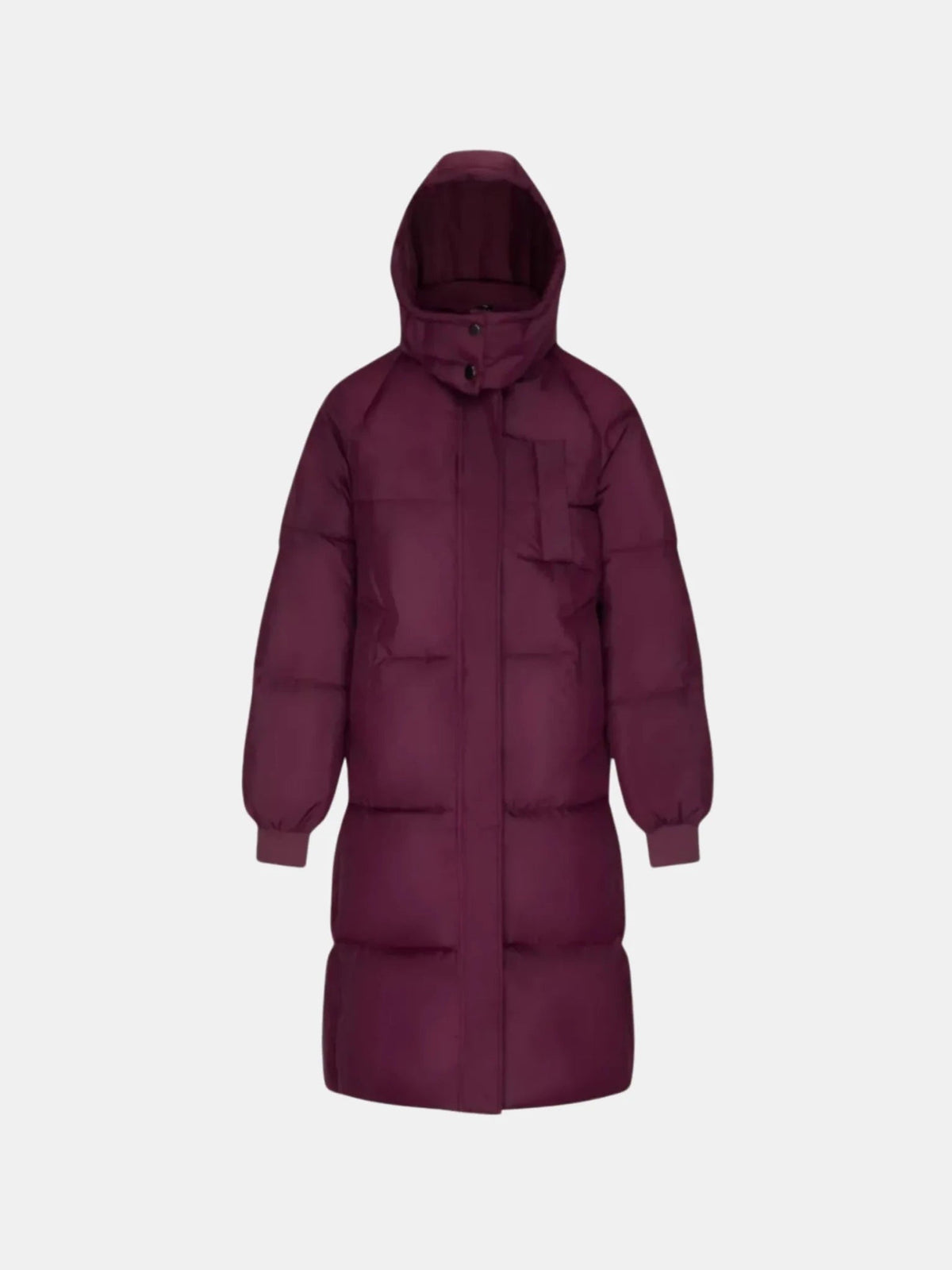 Women's Long Faux Fur Lined Hooded Puffer Coat in black – front view