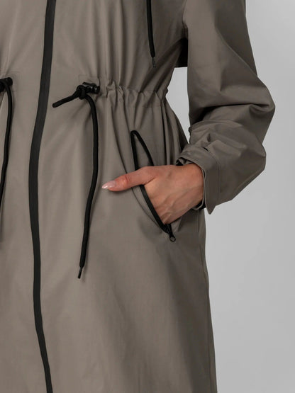 Women's Long Waterproof Raincoat with Warm Lining in black – view 5