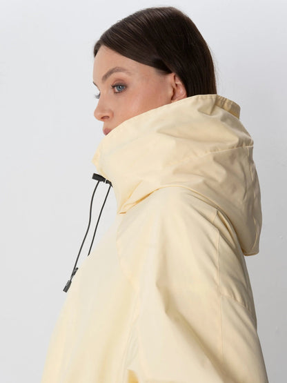 Women's Oversized Faux Fur Padded Waterproof Rain Jacket in mocha brown – view 3