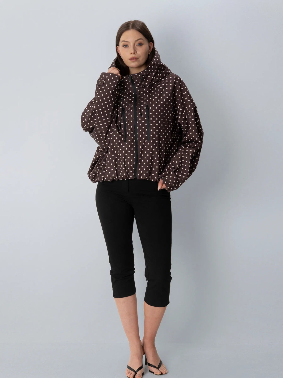 Women's Oversized Faux Fur Padded Waterproof Rain Jacket in mocha brown – view 12