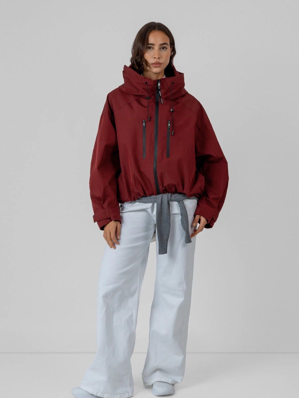 Women's Oversized Faux Fur Padded Waterproof Rain Jacket in mocha brown – view 28
