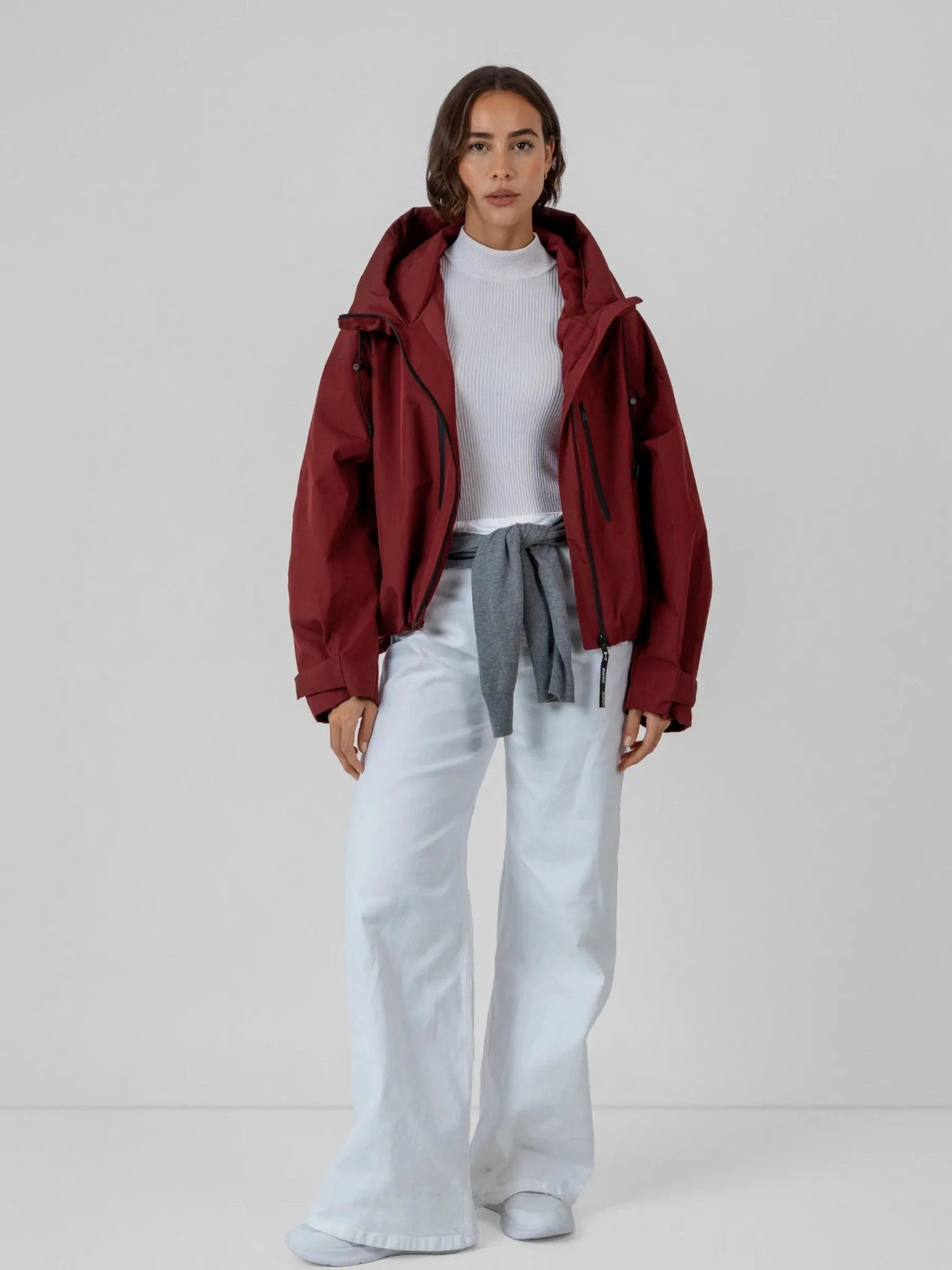 Women's Oversized Faux Fur Padded Waterproof Rain Jacket in mocha brown – view 29