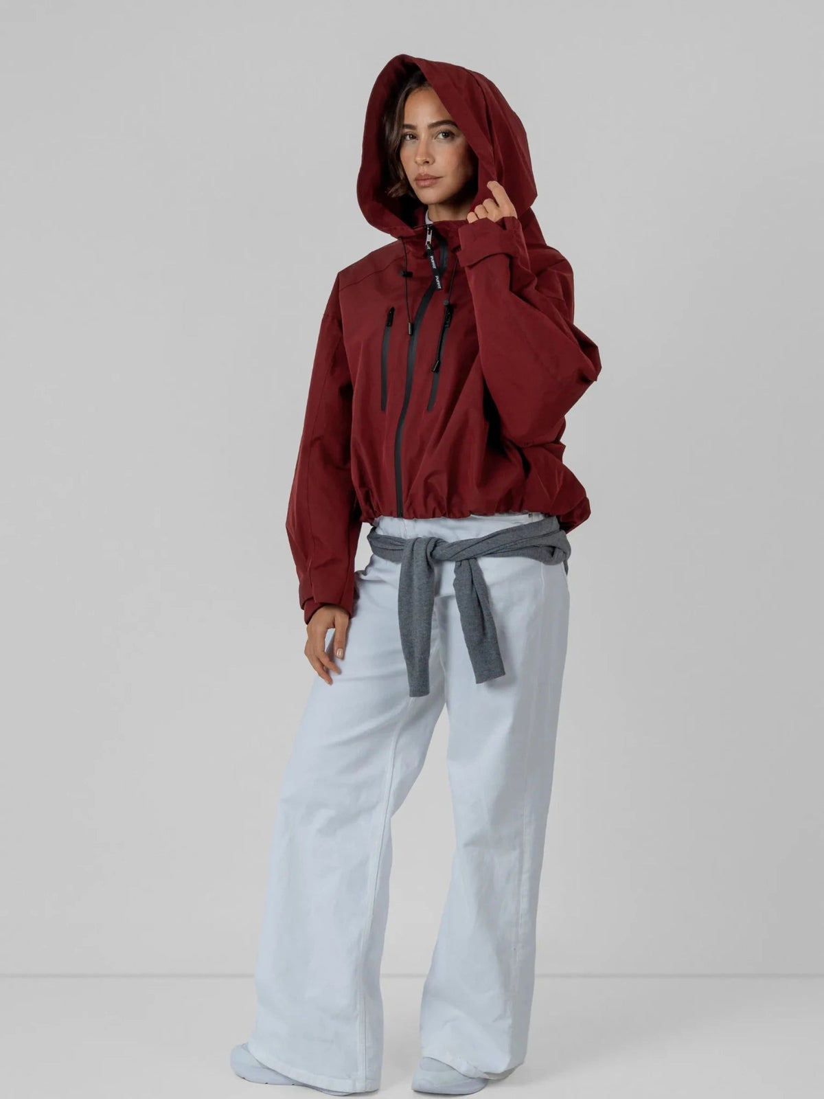 Women's Oversized Faux Fur Padded Waterproof Rain Jacket in mocha brown – view 30