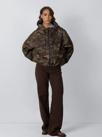 Women's Oversized Faux Fur Padded Waterproof Rain Jacket in mocha brown – view 37
