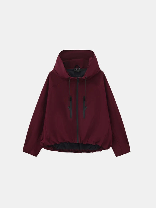 Women's Oversized Fleece Lined Waterproof Rain Jacket in mocha brown – front view