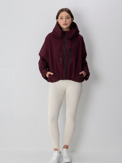 Women's Oversized Fleece Lined Waterproof Rain Jacket in mocha brown – view 2