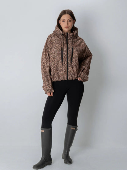 Women's Oversized Fleece Lined Waterproof Rain Jacket in mocha brown – view 17