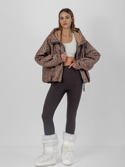 Women's Oversized Fleece Lined Waterproof Rain Jacket in mocha brown – view 18