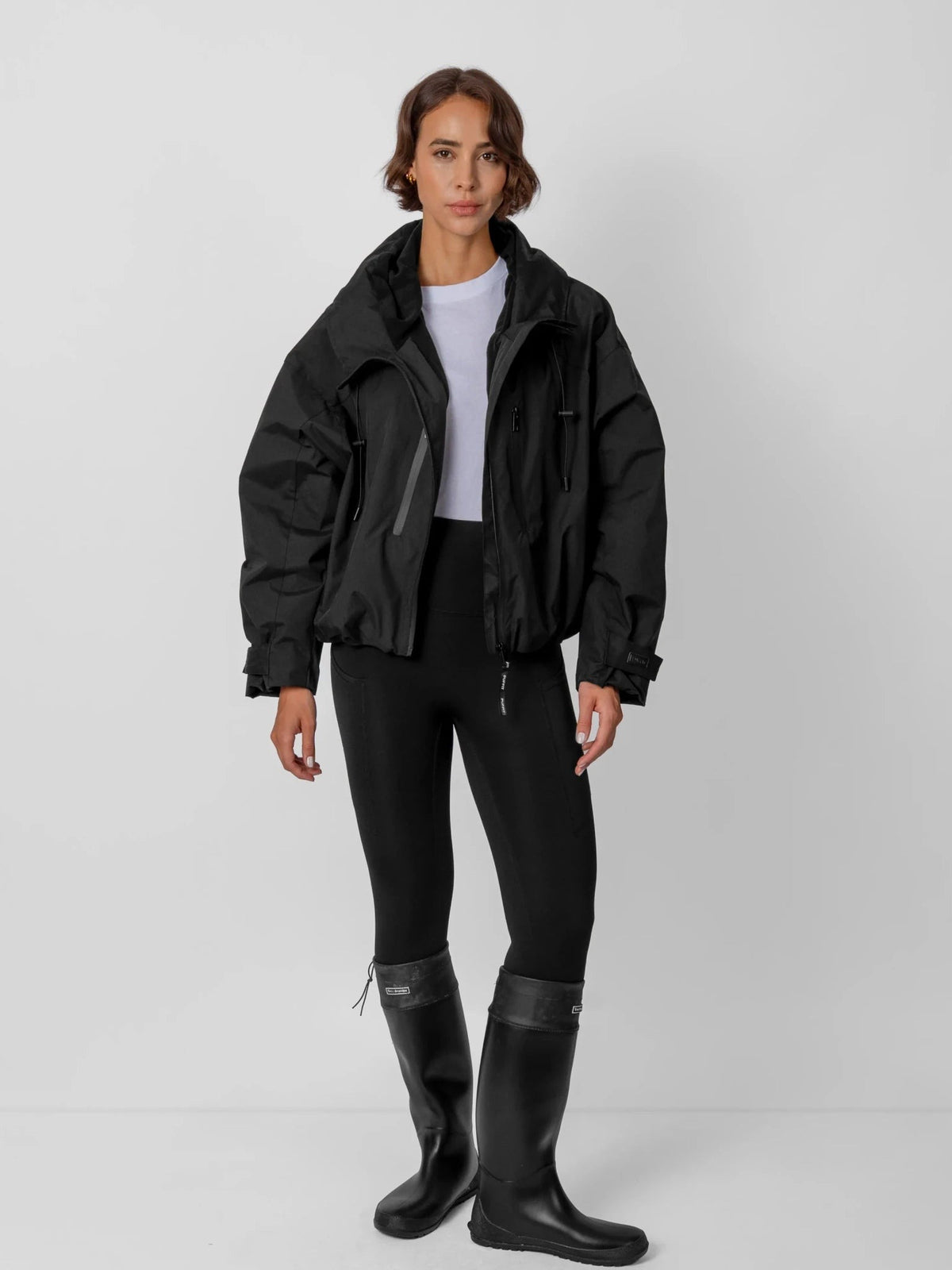Women's Oversized Fleece Lined Waterproof Rain Jacket in mocha brown – view 24