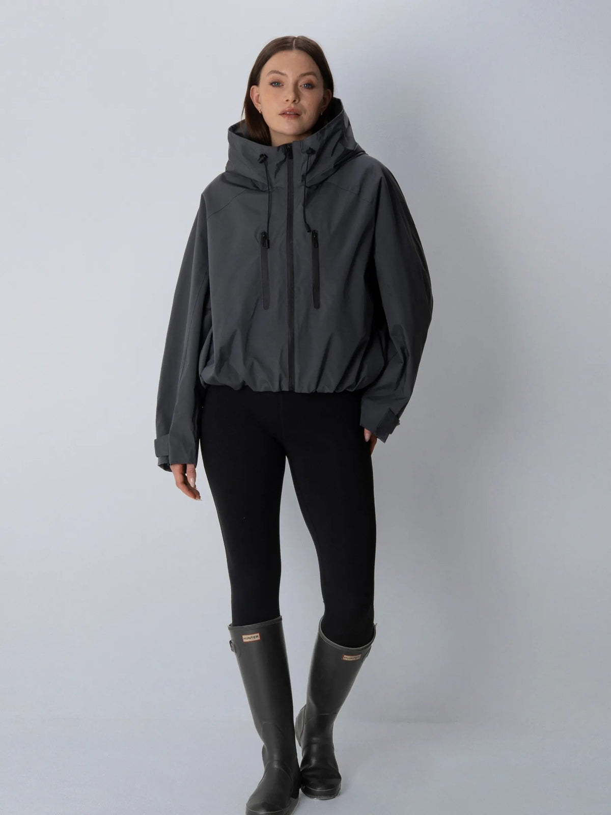 Women's Oversized Fleece Lined Waterproof Rain Jacket in mocha brown – view 40