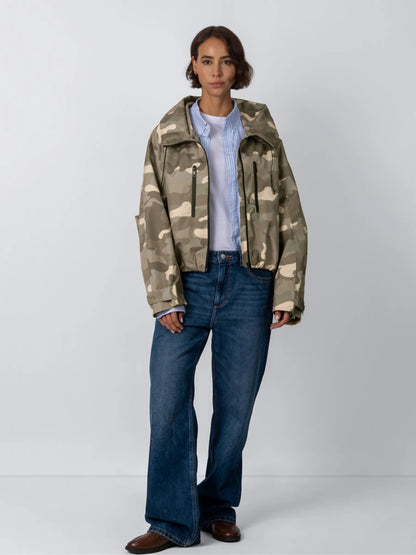 Women's Oversized Fleece Lined Waterproof Rain Jacket in mocha brown – view 42