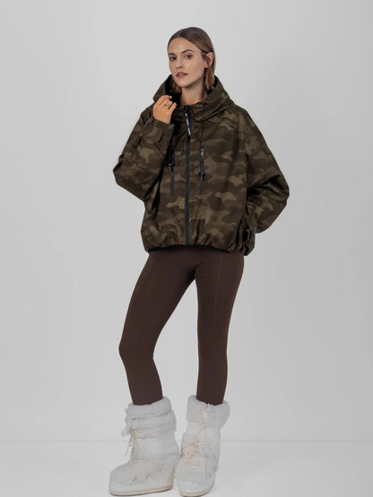 Women's Oversized Fleece Lined Waterproof Rain Jacket in mocha brown – view 44