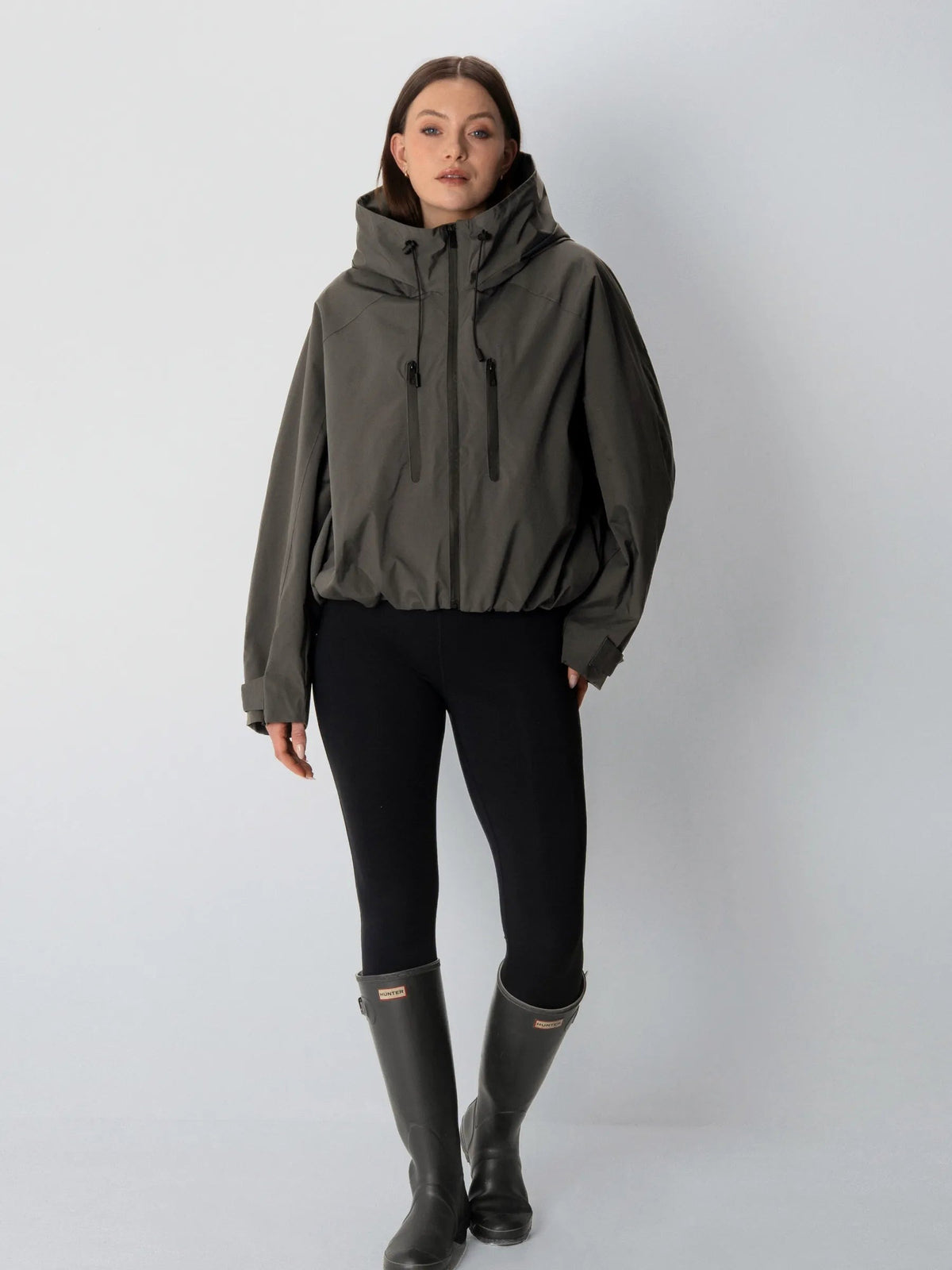 Women's Oversized Fleece Lined Waterproof Rain Jacket in mocha brown – view 46