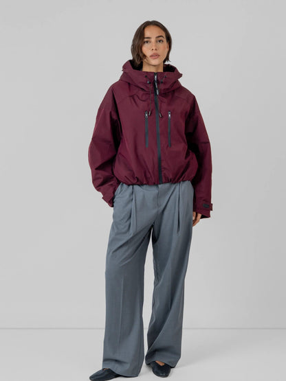 Women's Oversized Fleece Lined Waterproof Rain Jacket in mocha brown – view 47