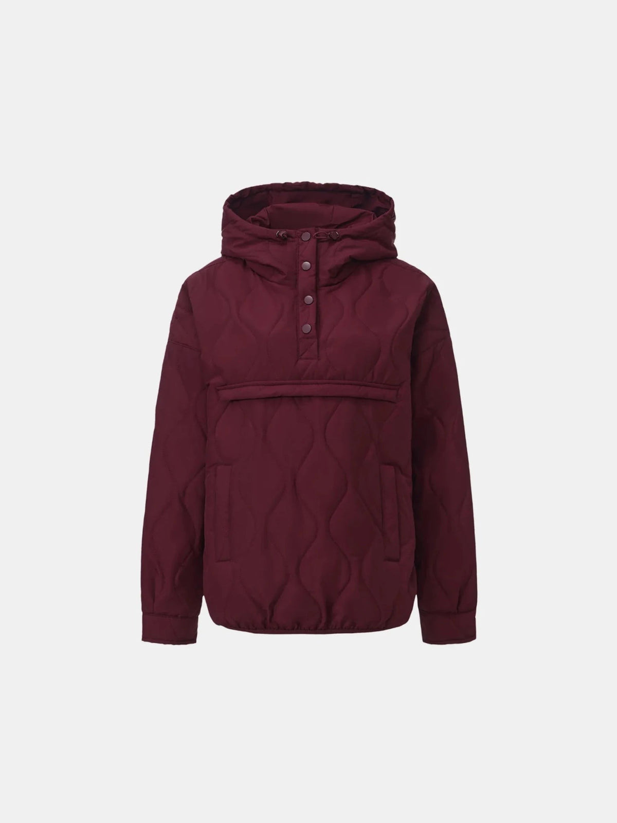 Women's Packable Quilted Puffer Hoodie in black – front view
