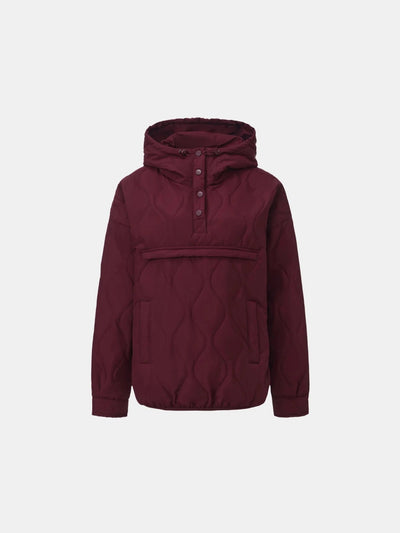 Women's Packable Quilted Puffer Hoodie in black – front view