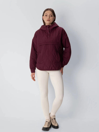Women's Packable Quilted Puffer Hoodie in black – view 2