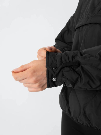 Women's Packable Quilted Puffer Hoodie in black – view 5
