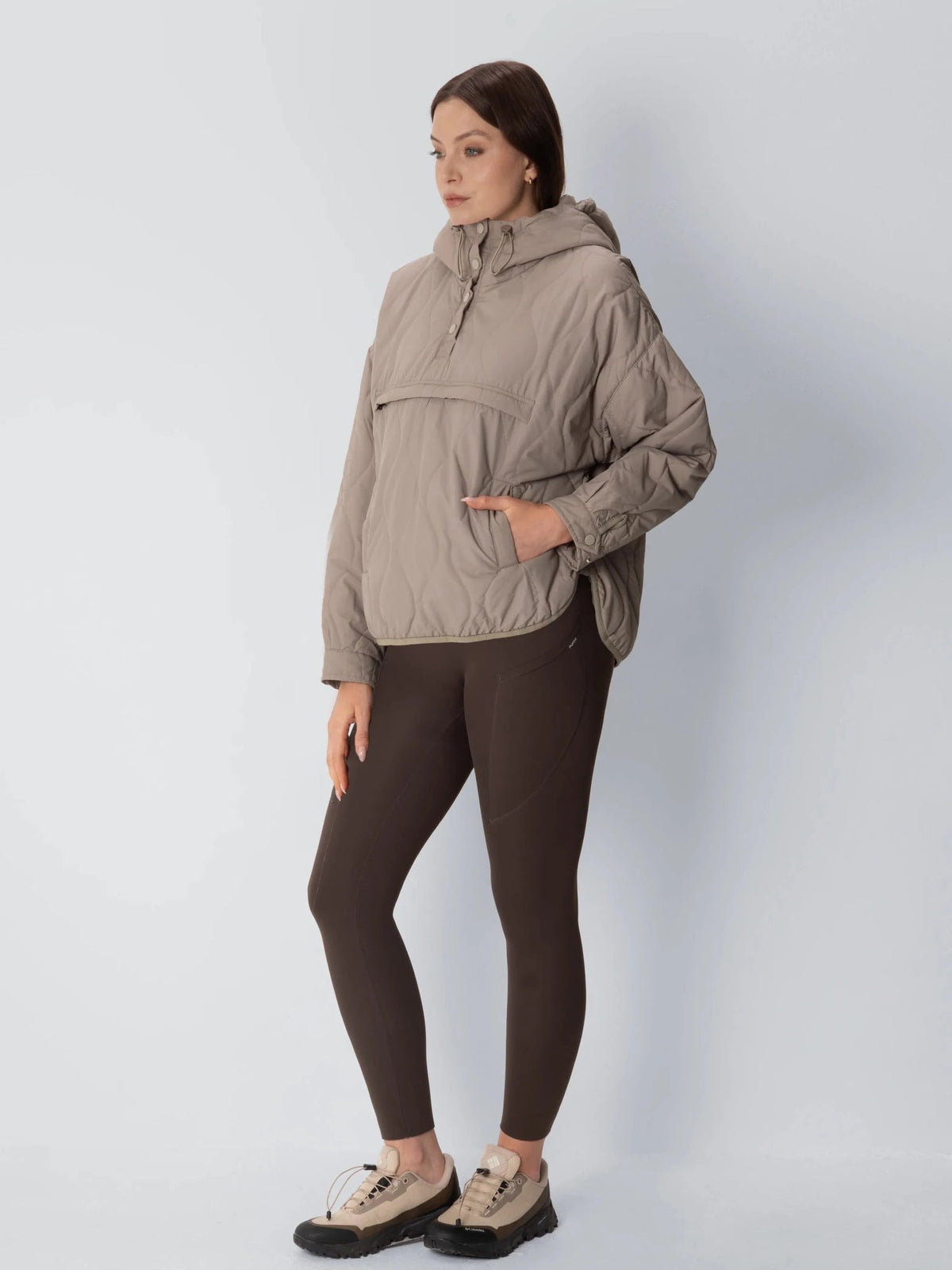 Women's Packable Quilted Puffer Hoodie in black – view 12