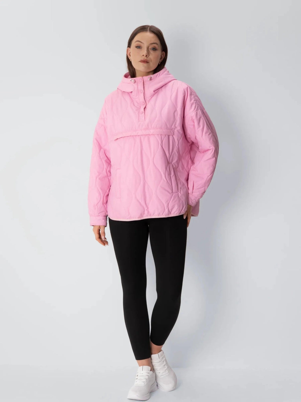 Women's Packable Quilted Puffer Hoodie in black – view 15