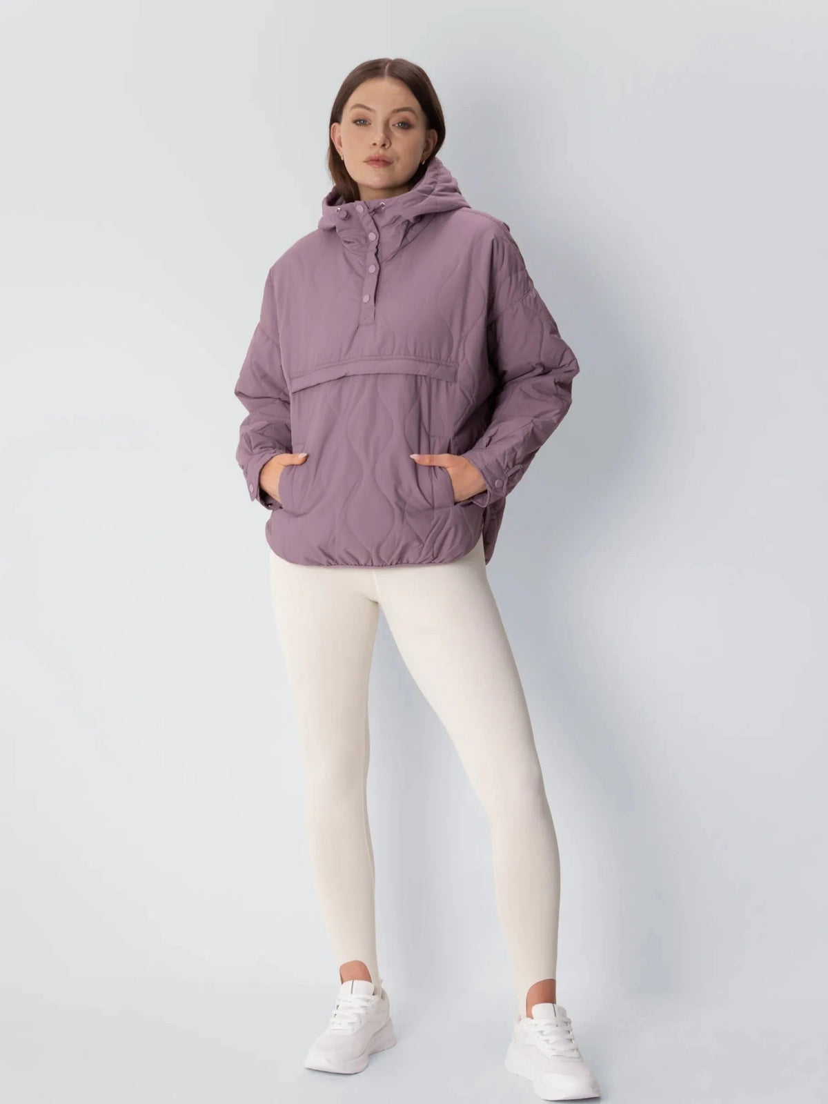 Women's Packable Quilted Puffer Hoodie in black – view 19