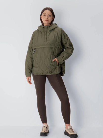 Women's Packable Quilted Puffer Hoodie in black – view 20